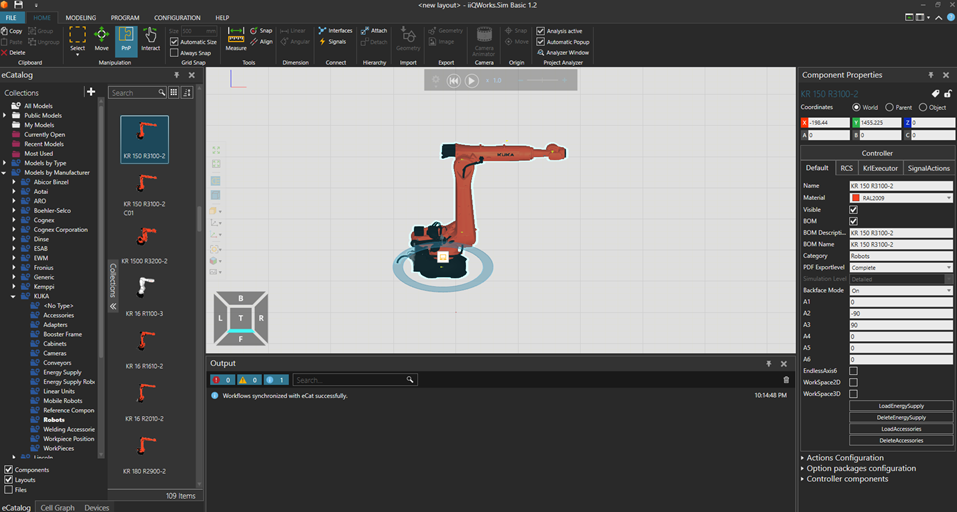 Simulation of robot cell in iiQWorks.Sim