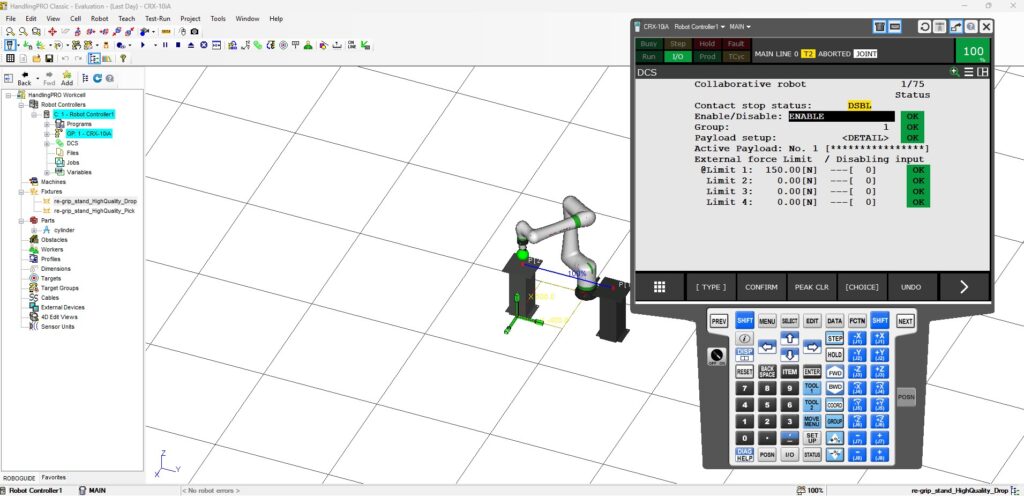 Simulation of robot cell in Fanuc Roboguide classic